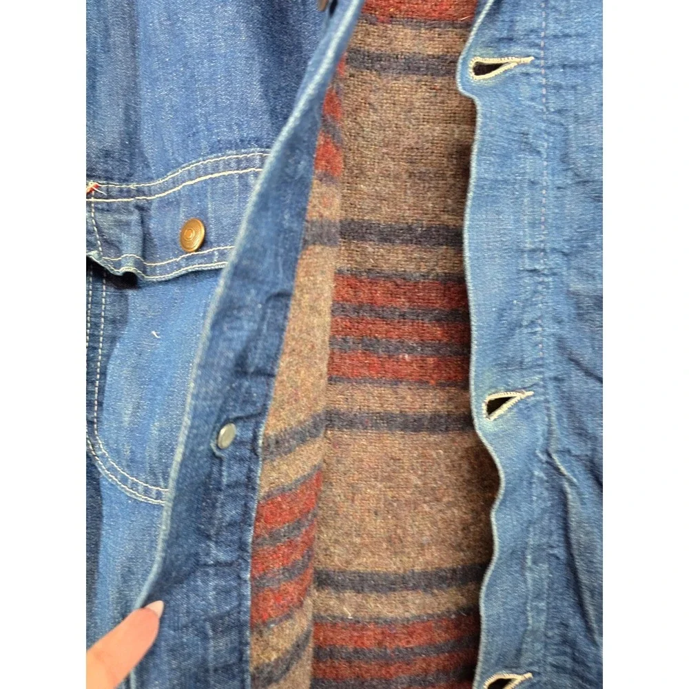 VINTAGE SEARS Denim‎ Work Jacket Mens XL Blanket Lined Corduroy Collar Blue Jean